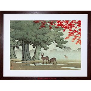 Wee Blue Coo Painting Nature Japan Tree Deer Japan Kawase Hasui Framed Wall Art Print Wee Blue Coo Painting Nature Japan Tree Deer Japan Kawase Hasui Framed Wall Art Print