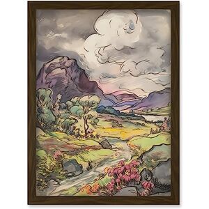 Artery8 Stormy Clouds over Hills Landscape Illustration Artwork Framed Wall Art Print A4 Artery8 Stormy Clouds over Hills Landscape Illustration Artwork Framed Wall Art Print A4
