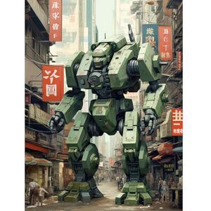 Artery8 Mecha Robot in City Street Anime Sci-Fi Artwork Red Green Giant Humanoid Machine Fantasy Science Fiction Extra Large XL Wall Art Poster Print Artery8 Mecha Robot in City Street Anime Sci-Fi Artwork Red Green Giant Humanoid Machine Fantasy Science Fiction Extra Large XL Wall Art Poster Print