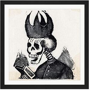 Artery8 Posada Skeleton Bishop Mitre Reading Book Illustration Square Wooden Framed Wall Art Print Picture 16X16 Inch Artery8 Posada Skeleton Bishop Mitre Reading Book Illustration Square Wooden Framed Wall Art Print Picture 16X16 Inch