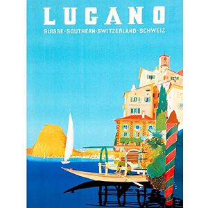 Wee Blue Coo Vintage Travel Switzerland Buzzi Lugano Suisse Art Print Poster Wall Decor 12X16 Inch Wee Blue Coo Vintage Travel Switzerland Buzzi Lugano Suisse Art Print Poster Wall Decor 12X16 Inch