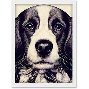 Doppelganger33 LTD Springer Spaniel Puppy Dog Portrait Drawing Artwork Framed Wall Art Print A4 Doppelganger33 LTD Springer Spaniel Puppy Dog Portrait Drawing Artwork Framed Wall Art Print A4