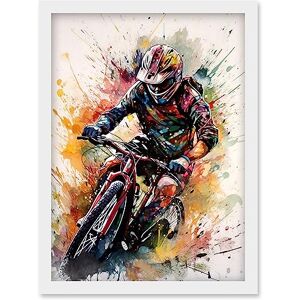 Artery8 Mountain Biker Action Shot Paint Splat Portrait Artwork Framed Wall Art Print A4 Artery8 Mountain Biker Action Shot Paint Splat Portrait Artwork Framed Wall Art Print A4