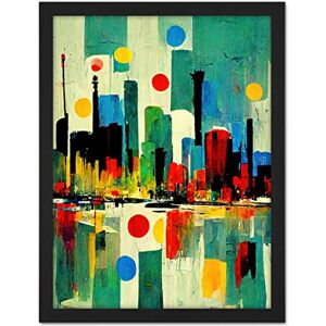 Wee Blue Coo Abstract Bright Midcentury Style Colourful Cityscape Skyline Painting Blue Red Yellow Pink Green Artwork Framed Wall Art Print 18X24 Inch Wee Blue Coo Abstract Bright Midcentury Style Colourful Cityscape Skyline Painting Blue Red Yellow Pink Green Artwork Framed Wall Art Print 18X24 Inch