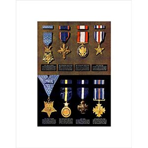 Wee Blue Coo War Drawing WWII Medal Honor Cross Army Navy Air Force Wall Art Print Wee Blue Coo War Drawing WWII Medal Honor Cross Army Navy Air Force Wall Art Print