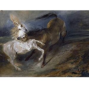 Artery8 Delacroix Two Horses Fighting Stormy Landscape Painting Unframed Wall Art Print Poster Home Decor Premium Artery8 Delacroix Two Horses Fighting Stormy Landscape Painting Unframed Wall Art Print Poster Home Decor Premium