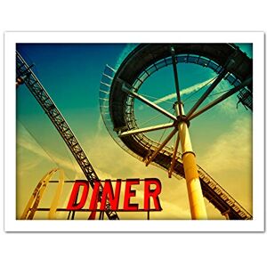 Wee Blue Coo Fairground Diner Roller Coaster Artwork Framed Wall Art Print 18X24 Inch Wee Blue Coo Fairground Diner Roller Coaster Artwork Framed Wall Art Print 18X24 Inch