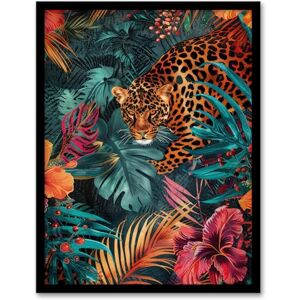 Artery8 Fierce Leopard Exotic Floral Jungle Plants For Living Room Artwork Framed Wall Art Print 18X24 Inch Artery8 Fierce Leopard Exotic Floral Jungle Plants For Living Room Artwork Framed Wall Art Print 18X24 Inch