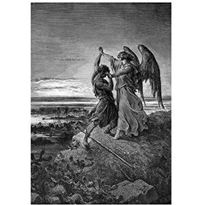 Wee Blue Coo Painting Dore Jacob Wrestling With Angel Wall Art Print Wee Blue Coo Painting Dore Jacob Wrestling With Angel Wall Art Print