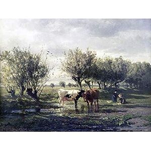 Artery8 Bilders Cows At A Pond Landscape Painting Unframed Wall Art Print Poster Home Decor Premium Artery8 Bilders Cows At A Pond Landscape Painting Unframed Wall Art Print Poster Home Decor Premium