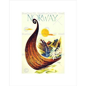Wee Blue Coo Travel Norway Scandinavia Viking Boat River Wall Art Print Wee Blue Coo Travel Norway Scandinavia Viking Boat River Wall Art Print