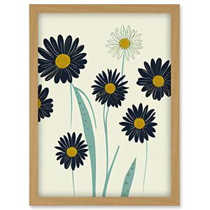 Doppelganger33 LTD Abstract Illustrated Black Daisy Marigold Blossoms Flowers Artwork Framed Wall Art Print A4 Doppelganger33 LTD Abstract Illustrated Black Daisy Marigold Blossoms Flowers Artwork Framed Wall Art Print A4