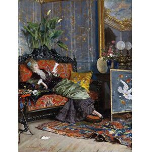 Artery8 Lucius Rossi Young Woman Reading 1875 Painting Art Print Canvas Premium Wall Decor Poster Mural Artery8 Lucius Rossi Young Woman Reading 1875 Painting Art Print Canvas Premium Wall Decor Poster Mural