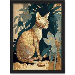 Artery8 - Devon Rex Cat - Flower Pattern - A4 - Framed Wall Art Artery8 - Devon Rex Cat - Flower Pattern - A4 - Framed Wall Art