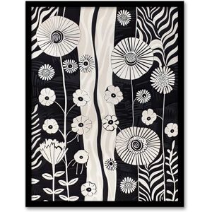 Artery8 Wildflower Garden Black and White Stripes Abstract Living Room Artwork Framed Wall Art Print A4 Artery8 Wildflower Garden Black and White Stripes Abstract Living Room Artwork Framed Wall Art Print A4