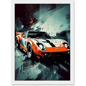 Artery8 Sports Car Racing Oil Painting Sports Supercar Driving Orange Gift for Him Artwork Framed Wall Art Print A4 Artery8 Sports Car Racing Oil Painting Sports Supercar Driving Orange Gift for Him Artwork Framed Wall Art Print A4