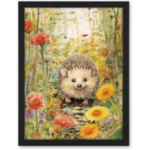 Artery8 Adorable Hedgehog in a Wildflower Meadow Watercolour Painting Kids Bedroom Cute Woodland Creature Artwork Framed Wall Art Print 18X24 Inch Artery8 Adorable Hedgehog in a Wildflower Meadow Watercolour Painting Kids Bedroom Cute Woodland Creature Artwork Framed Wall Art Print 18X24 Inch