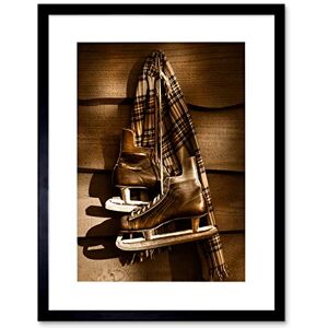 Wee Blue Coo Sport Photo Vintage Old Ice Hockey Skates Sepia Framed Wall Art Print Wee Blue Coo Sport Photo Vintage Old Ice Hockey Skates Sepia Framed Wall Art Print