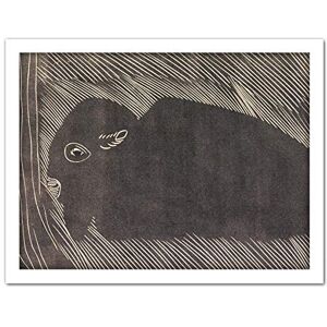 Artery8 Samuel Jessurun De Mesquita Reclining Bison Artwork Framed Wall Art Print 18X24 Inch Artery8 Samuel Jessurun De Mesquita Reclining Bison Artwork Framed Wall Art Print 18X24 Inch