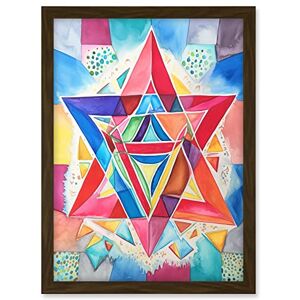 Artery8 Jewish Star Of David Bright Multicoloured Folk Art Watercolour Painting Artwork Framed A3 Wall Art Print Artery8 Jewish Star Of David Bright Multicoloured Folk Art Watercolour Painting Artwork Framed A3 Wall Art Print