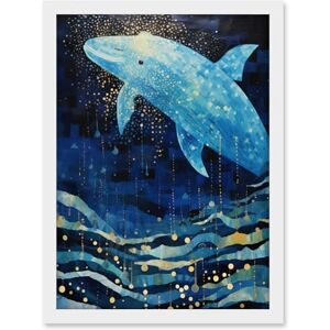 Artery8 Blue Whale Breach in Winter Waters Moonlit Seascape Waves Artwork Framed A3 Wall Art Print Artery8 Blue Whale Breach in Winter Waters Moonlit Seascape Waves Artwork Framed A3 Wall Art Print