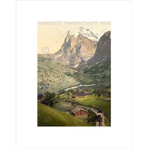 Wee Blue Coo VINTAGE LANDSCAPE ALPINE RAILWAY VALLEY WETTERHORN FRAMED ART PRINT B12X10384 Wee Blue Coo VINTAGE LANDSCAPE ALPINE RAILWAY VALLEY WETTERHORN FRAMED ART PRINT B12X10384