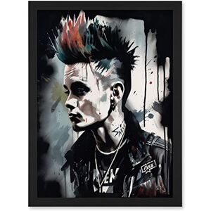 Artery8 Punk Rock Music Fashion Young Man with a Mohawk Modern Watercolour Painting Artwork Framed A3 Wall Art Print Artery8 Punk Rock Music Fashion Young Man with a Mohawk Modern Watercolour Painting Artwork Framed A3 Wall Art Print