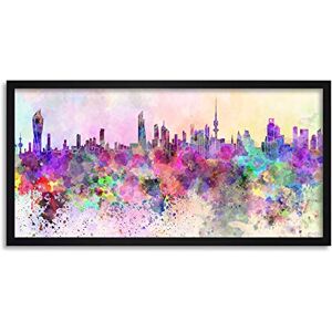 Wee Blue Coo Kuwait City Skyline Paint Splash Cityscape Long Panel Framed Wall Art Print Wee Blue Coo Kuwait City Skyline Paint Splash Cityscape Long Panel Framed Wall Art Print