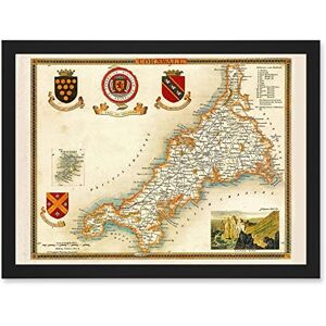 Artery8 Map Antique Moule 1850 Cornwall County England UK Artwork Framed Wall Art Print A4 Artery8 Map Antique Moule 1850 Cornwall County England UK Artwork Framed Wall Art Print A4