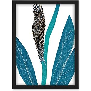 Doppelganger33 LTD Tropical Plant Abstract Pastel Feather Blue Teal Leaves Artwork Framed Wall Art Print A4 Doppelganger33 LTD Tropical Plant Abstract Pastel Feather Blue Teal Leaves Artwork Framed Wall Art Print A4