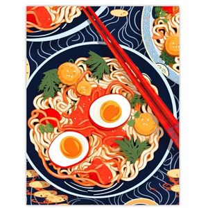 Wee Blue Coo A Riot Of Ramen Vibrant Food Painting Red Blue Orange Egg Noodle Dinner Extra Large XL Wall Art Poster Print Wee Blue Coo A Riot Of Ramen Vibrant Food Painting Red Blue Orange Egg Noodle Dinner Extra Large XL Wall Art Poster Print
