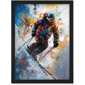 Artery8 Skier Skiing Down Slope Vibrant Splat Art Painting Artwork Framed Wall Art Print A4 Artery8 Skier Skiing Down Slope Vibrant Splat Art Painting Artwork Framed Wall Art Print A4