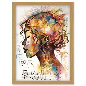 Artery8 Musical Meditation Synesthesia Woman Listening to Music Modern Watercolour Painting Artwork Framed Wall Art Print A4 Artery8 Musical Meditation Synesthesia Woman Listening to Music Modern Watercolour Painting Artwork Framed Wall Art Print A4