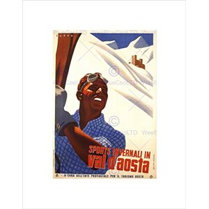 Wee Blue Coo Travel Winter Alpine Sport Skiing Val D'aosta Snow Italy Wall Art Print Wee Blue Coo Travel Winter Alpine Sport Skiing Val D'aosta Snow Italy Wall Art Print