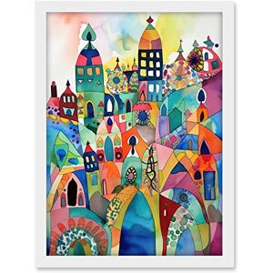 Artery8 Cityscape Abstract Folk Art Vibrant Multicoloured Watercolour Painting Artwork Framed A3 Wall Art Print Artery8 Cityscape Abstract Folk Art Vibrant Multicoloured Watercolour Painting Artwork Framed A3 Wall Art Print