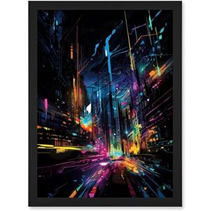 Artery8 New York City at Night Modern Abstract Neon Contrast Painting Artwork Framed Wall Art Print A4 Artery8 New York City at Night Modern Abstract Neon Contrast Painting Artwork Framed Wall Art Print A4