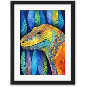 Artery8 Komodo Dragon Vibrant Folk Art Watercolour Painting Artwork Framed Wall Art Print 18X24 Inch Artery8 Komodo Dragon Vibrant Folk Art Watercolour Painting Artwork Framed Wall Art Print 18X24 Inch