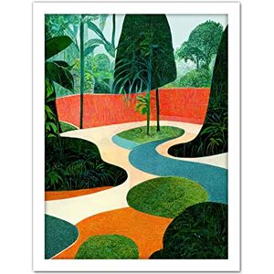 Wee Blue Coo Midcentury Style Garden Abstract Jungle Painting Orange Teal Green Artwork Framed Wall Art Print 18X24 Inch Wee Blue Coo Midcentury Style Garden Abstract Jungle Painting Orange Teal Green Artwork Framed Wall Art Print 18X24 Inch