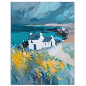 Artery8 Coastal Scottish Cottage Wildflowers Oil Painting Living Room Extra Large XL Wall Art Poster Print Artery8 Coastal Scottish Cottage Wildflowers Oil Painting Living Room Extra Large XL Wall Art Poster Print