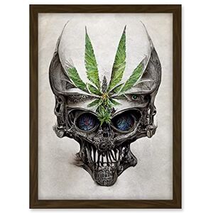 Doppelganger33 LTD Alien Skull With Marijuana Leaf Colour Pencil Illustration Artwork Framed A3 Wall Art Print Doppelganger33 LTD Alien Skull With Marijuana Leaf Colour Pencil Illustration Artwork Framed A3 Wall Art Print