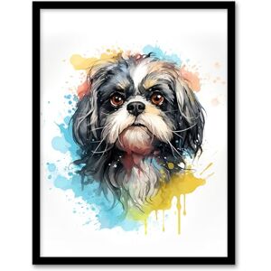 Artery8 Shih Tzu Lovers Gift Watercolour Pet Portrait Painting Artwork Artwork Framed Wall Art Print A4 Artery8 Shih Tzu Lovers Gift Watercolour Pet Portrait Painting Artwork Artwork Framed Wall Art Print A4