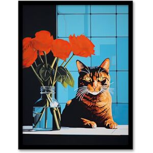 Wee Blue Coo Don't Swipe Right Tabby Cat and Red Roses Artwork Framed Wall Art Print A4 Wee Blue Coo Don't Swipe Right Tabby Cat and Red Roses Artwork Framed Wall Art Print A4