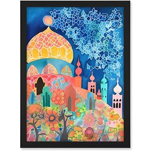 Artery8 Islamic Mosque At Night Folk Art Watercolour Painting Artwork Framed A3 Wall Art Print Artery8 Islamic Mosque At Night Folk Art Watercolour Painting Artwork Framed A3 Wall Art Print