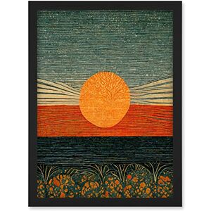 Doppelganger33 LTD William Morris Style Sunrise Over Sea Abstract Artwork Framed A3 Wall Art Print Doppelganger33 LTD William Morris Style Sunrise Over Sea Abstract Artwork Framed A3 Wall Art Print