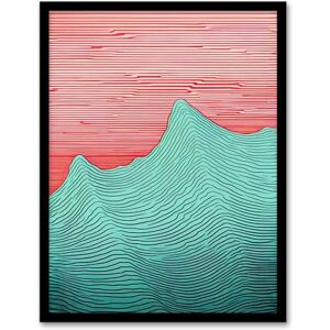 Wee Blue Coo Linear Waves Abstract Line Drawing Sea Red and Turquoise Painting Artwork Framed Wall Art Print A4 Wee Blue Coo Linear Waves Abstract Line Drawing Sea Red and Turquoise Painting Artwork Framed Wall Art Print A4