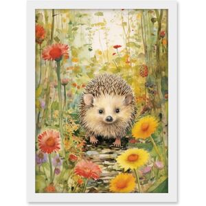 Artery8 Adorable Hedgehog in a Wildflower Meadow Watercolour Painting Kids Bedroom Cute Woodland Creature Artwork Framed A3 Wall Art Print Artery8 Adorable Hedgehog in a Wildflower Meadow Watercolour Painting Kids Bedroom Cute Woodland Creature Artwork Framed A3 Wall Art Print