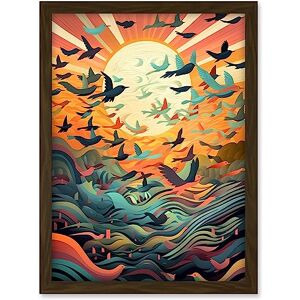 Artery8 Flock of Birds Flying at Sunrise Modern Folk Art Artwork Framed A3 Wall Art Print Artery8 Flock of Birds Flying at Sunrise Modern Folk Art Artwork Framed A3 Wall Art Print