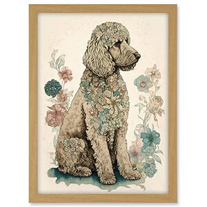 Artery8 Poodle Dog with Flower Fur Coat Modern Boho Watercolour Illustration Artwork Framed A3 Wall Art Print Artery8 Poodle Dog with Flower Fur Coat Modern Boho Watercolour Illustration Artwork Framed A3 Wall Art Print