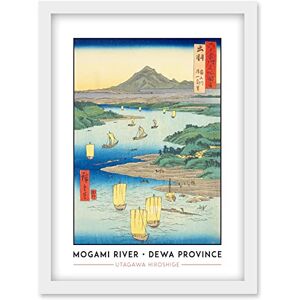 Wee Blue Coo Mogami River, A Perspective View of Mount Gassan Dewa Province Utagawa Hiroshige Japanese Woodblock Classic Collection Artwork Framed Wall Art Print A4 Wee Blue Coo Mogami River, A Perspective View of Mount Gassan Dewa Province Utagawa Hiroshige Japanese Woodblock Classic Collection Artwork Framed Wall Art Print A4