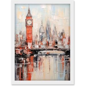 Artery8 London Skyline Abstract Oil Painting Thick Paint Red Big Ben River Thames Westminster Bridge England City Artwork Framed Wall Art Print A4 Artery8 London Skyline Abstract Oil Painting Thick Paint Red Big Ben River Thames Westminster Bridge England City Artwork Framed Wall Art Print A4